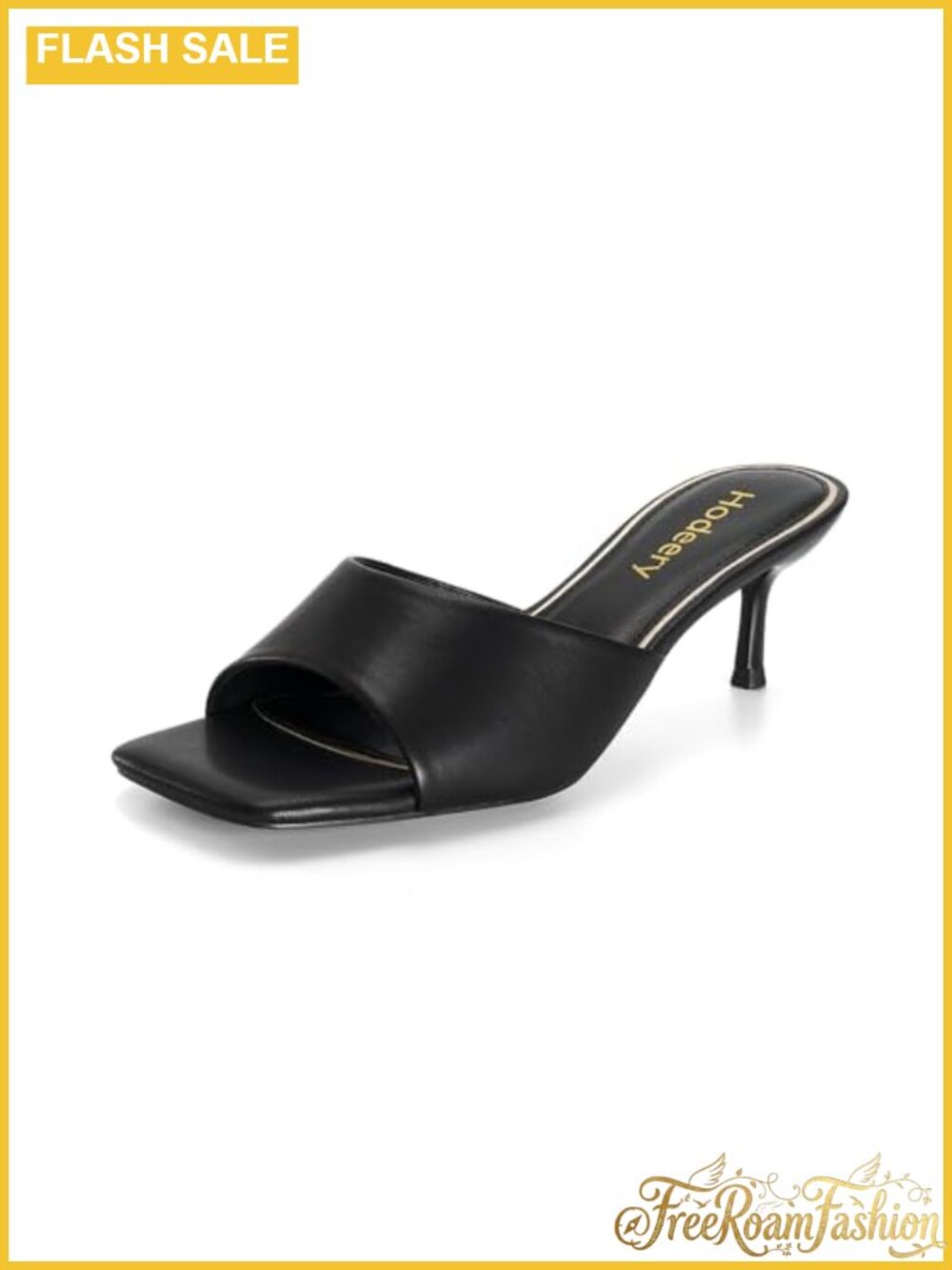 Kitten Heel Sandals Faux Leather Slip-On Open Toe Dressy Women's Heels